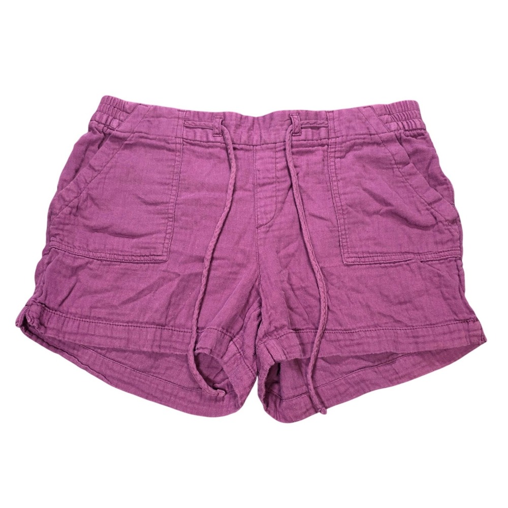 Old Navy Cotton Gauze Shorts Women's Size L Purple Herringbone Drawstring Casual